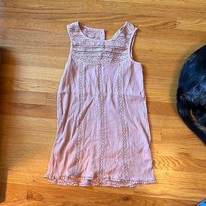 Garnet Hill Womens tank with crochet, light pink, size 00